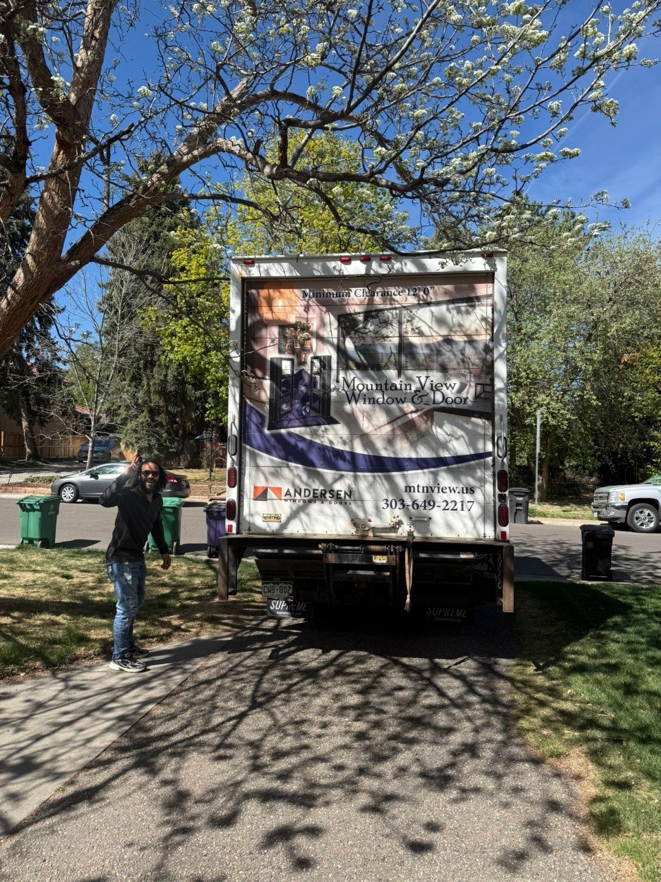 Mountain View Window & Door installation truck at job site